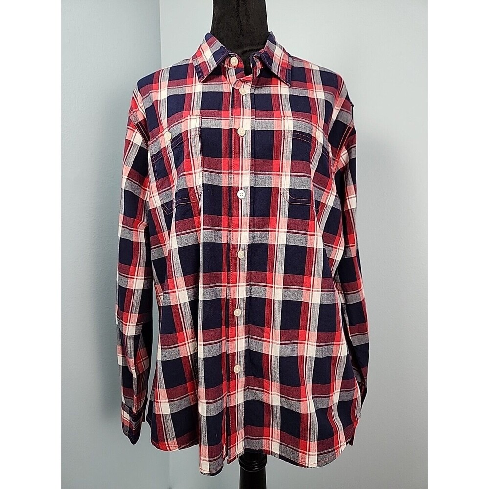 NWT Wrangler Slim Fit Flex Mens Long Sleeve Plaid Shirt Large Button Down Untuck